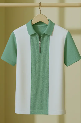 men checkered zip neck cotton blend t shirt men checkered zip neck cotton blend t shirt