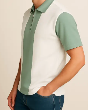 men checkered zip neck cotton blend t shirt men checkered zip neck cotton blend t shirt