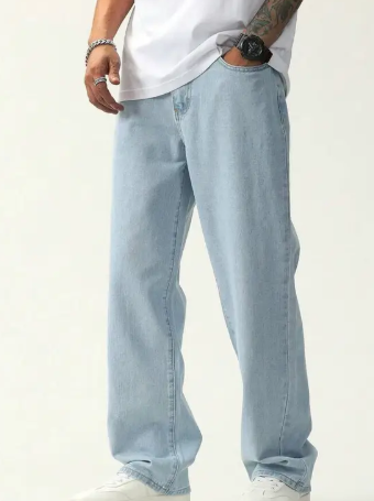 men loose fit mid rise light blue jeans men loose fit mid rise light blue jeans