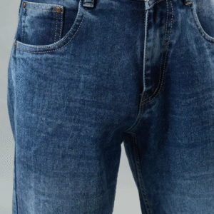 men straight fit mid rise blue jeans