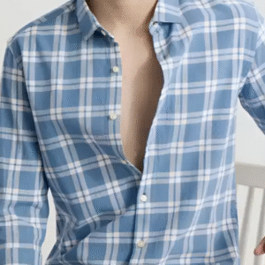 men slim fit checkered spread collar casual shirt